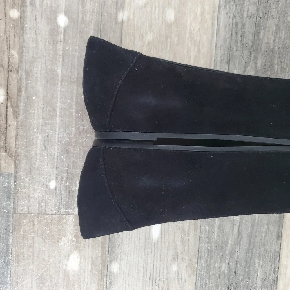 Eileen Fisher UNA 2‎ Womens Flats Sz 7.5 M Comfort Black Suede Slip-On Shoes